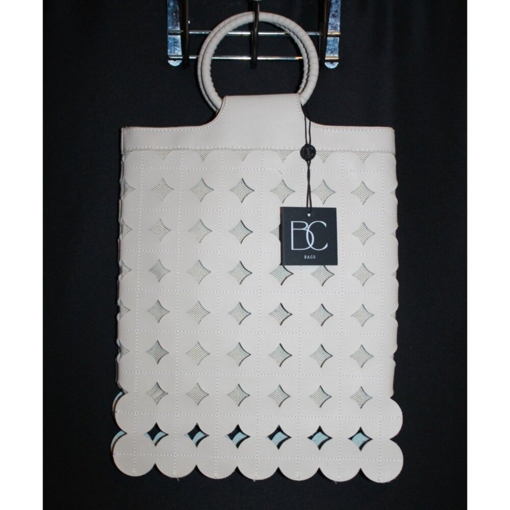 BC Handbag Purse Laser-Cut Beige 2632 Magnetic Snap NEW